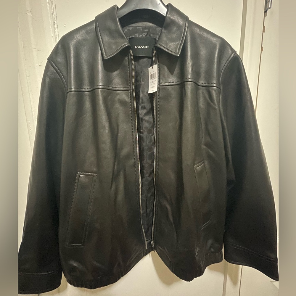 Coach Oversized Leather Jacket Black Size Large